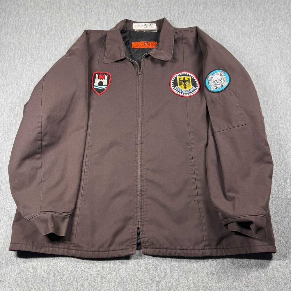Red Kap Jacket Mens XXL Brown Quilted Lined Workwear Canvas Germany Patches